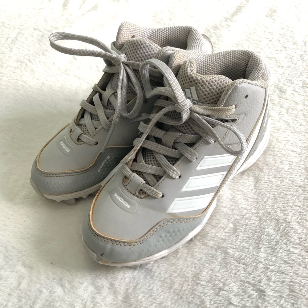 adidas Kids Gray and White Athletic Cleats